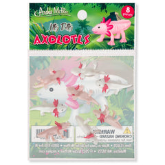 Archie McPhee Itty Bitty Axolotls soft vinyl close-up, tiny smiles