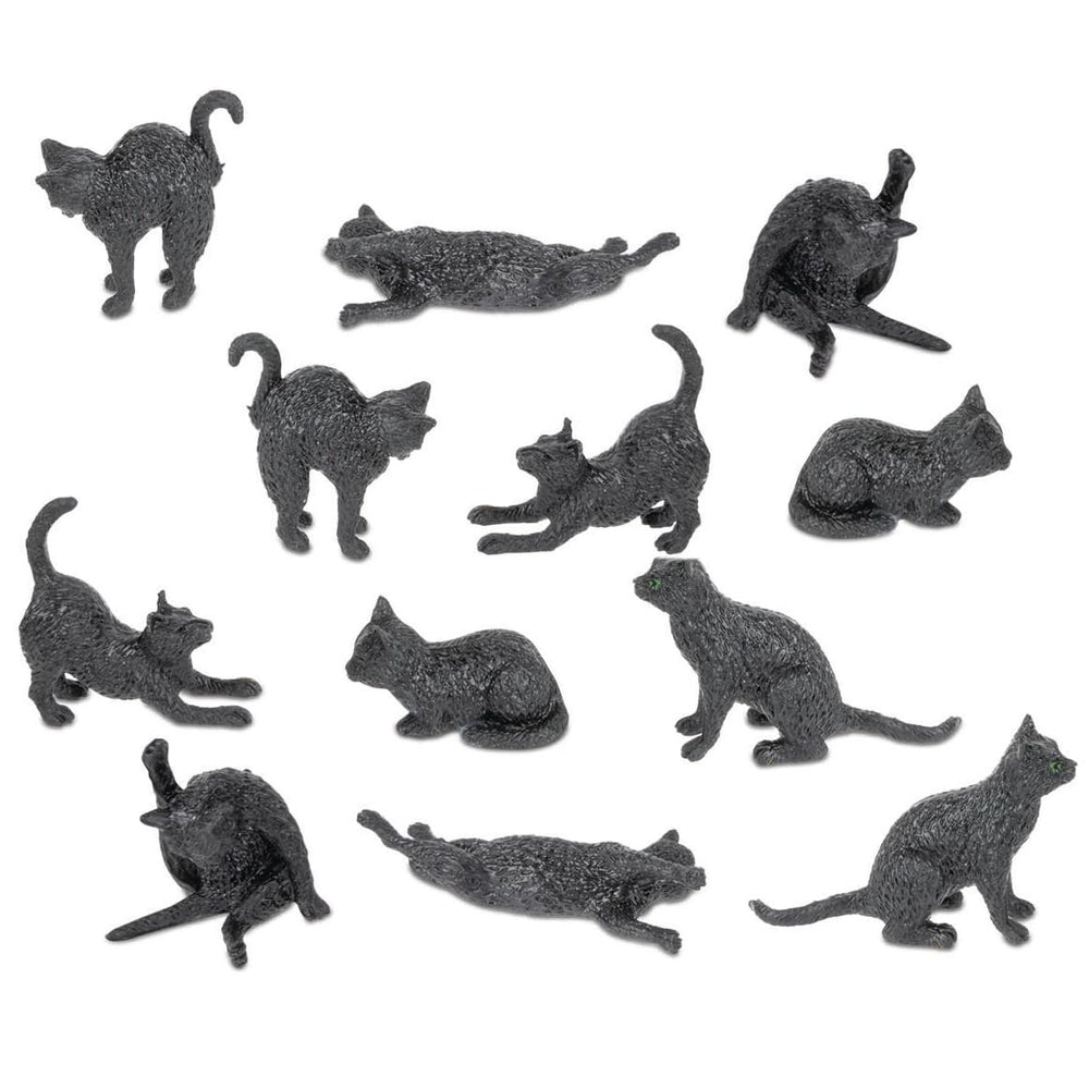 Accoutrements Itty Bitty Black Cats bag of 12 mini vinyl kitties for display and gifting