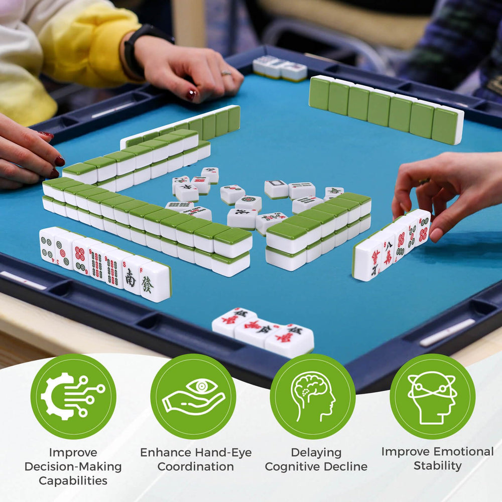 Aceshmir Mahjong set includes dice and a manual for players of all levels.
