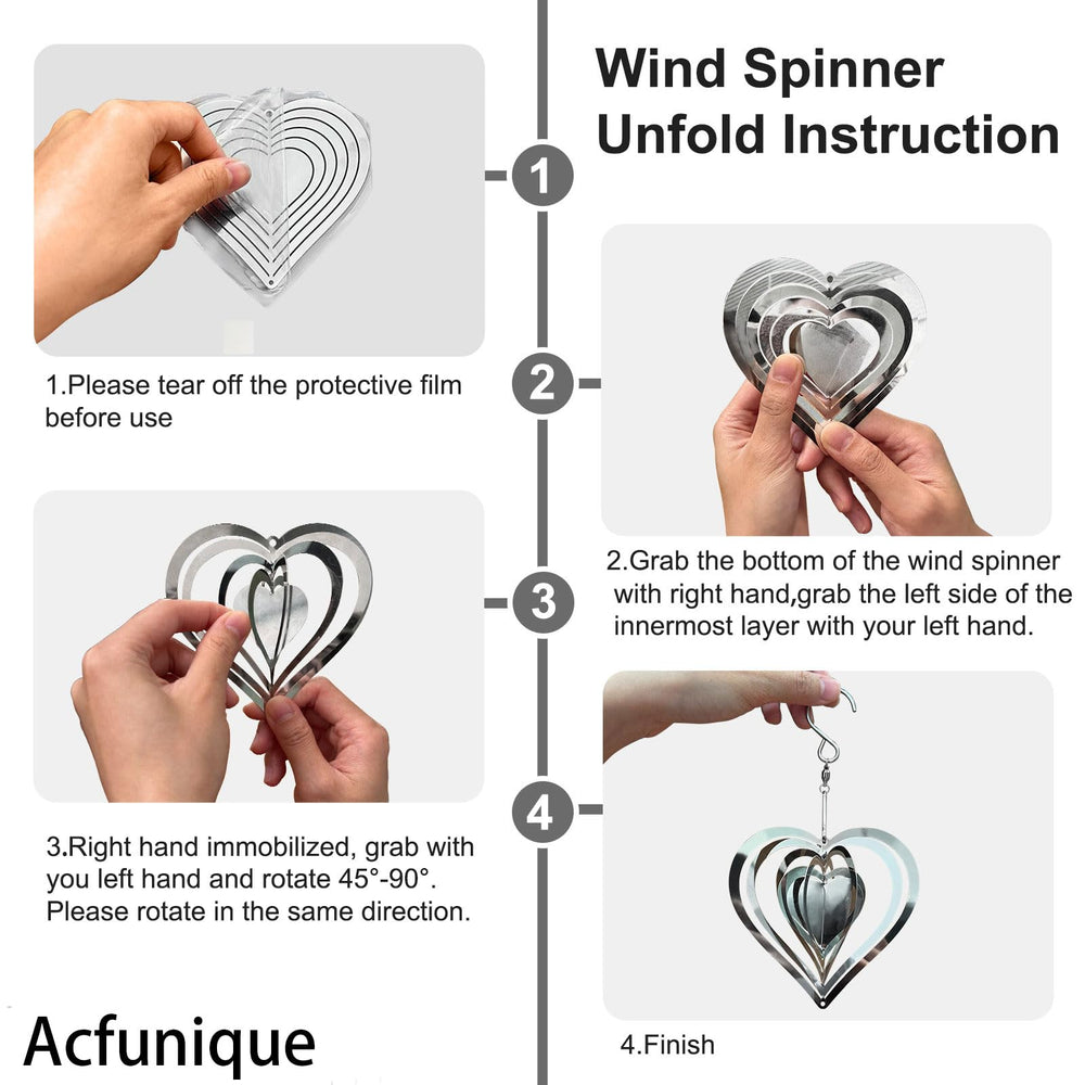 Acfunique reflective spinners rotate in breeze, forming a lively 3D visual.
