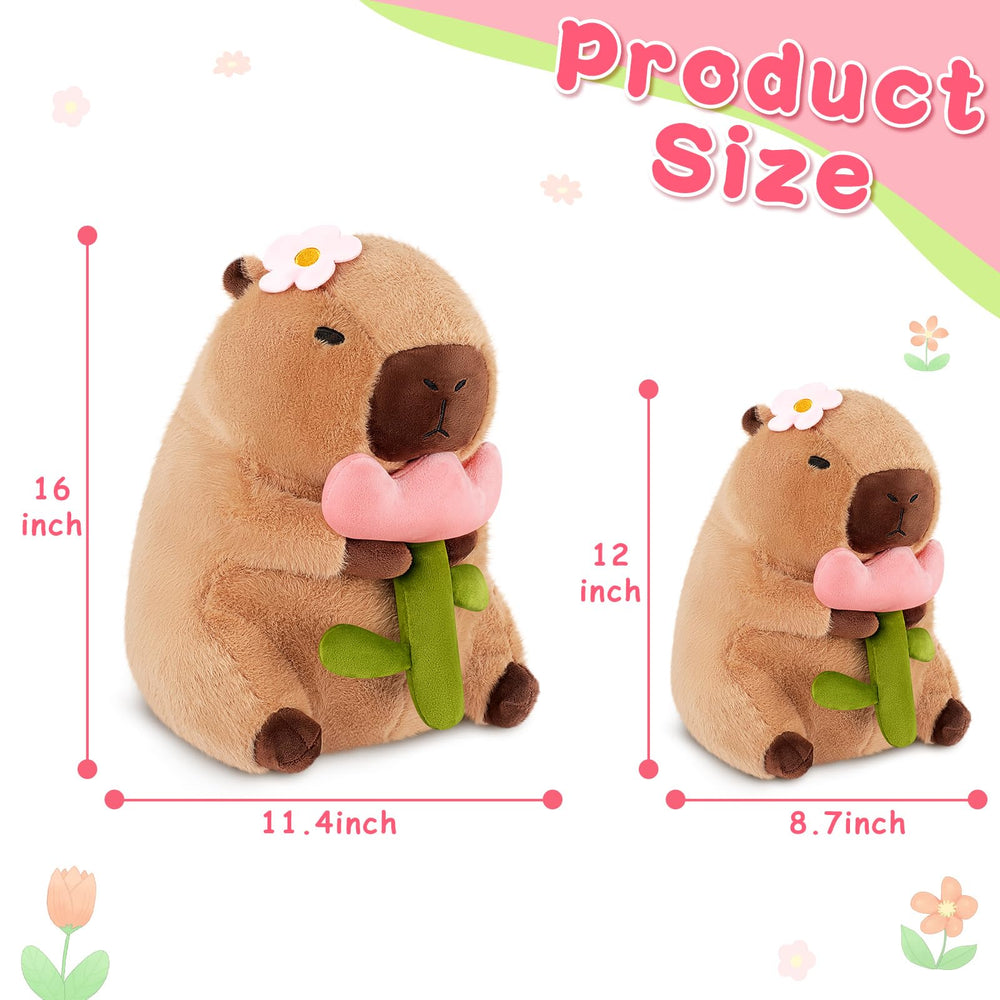 Achwishap Capybara Plush 12-inch close-up face for desk decor.