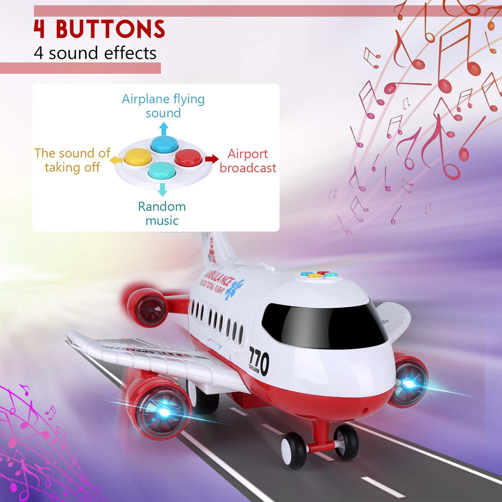 Acksonse aircraft head with lights and music for exciting night flights.