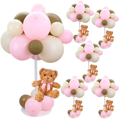 Acmee pink bear table centerpiece adds plush charm to baby shower tables.
