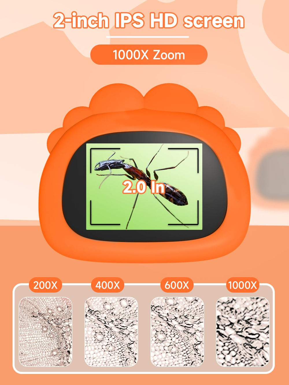 Acoath microscope showing 1000X magnification for tiny details.