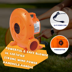 Action Air Bounce House blower-assembly demonstrates quick setup and steady airflow.