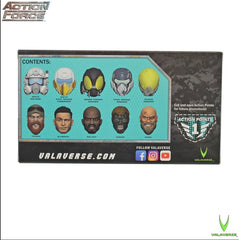 Action Force Valaverse Series 5 Head Pack Alpha villains, expand storytelling with interchangeable faces.