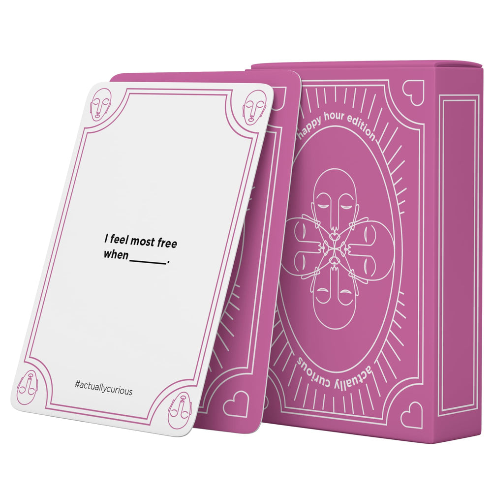 Actually Curious Happy Hour Edition packaging on display enhances prep for social game night