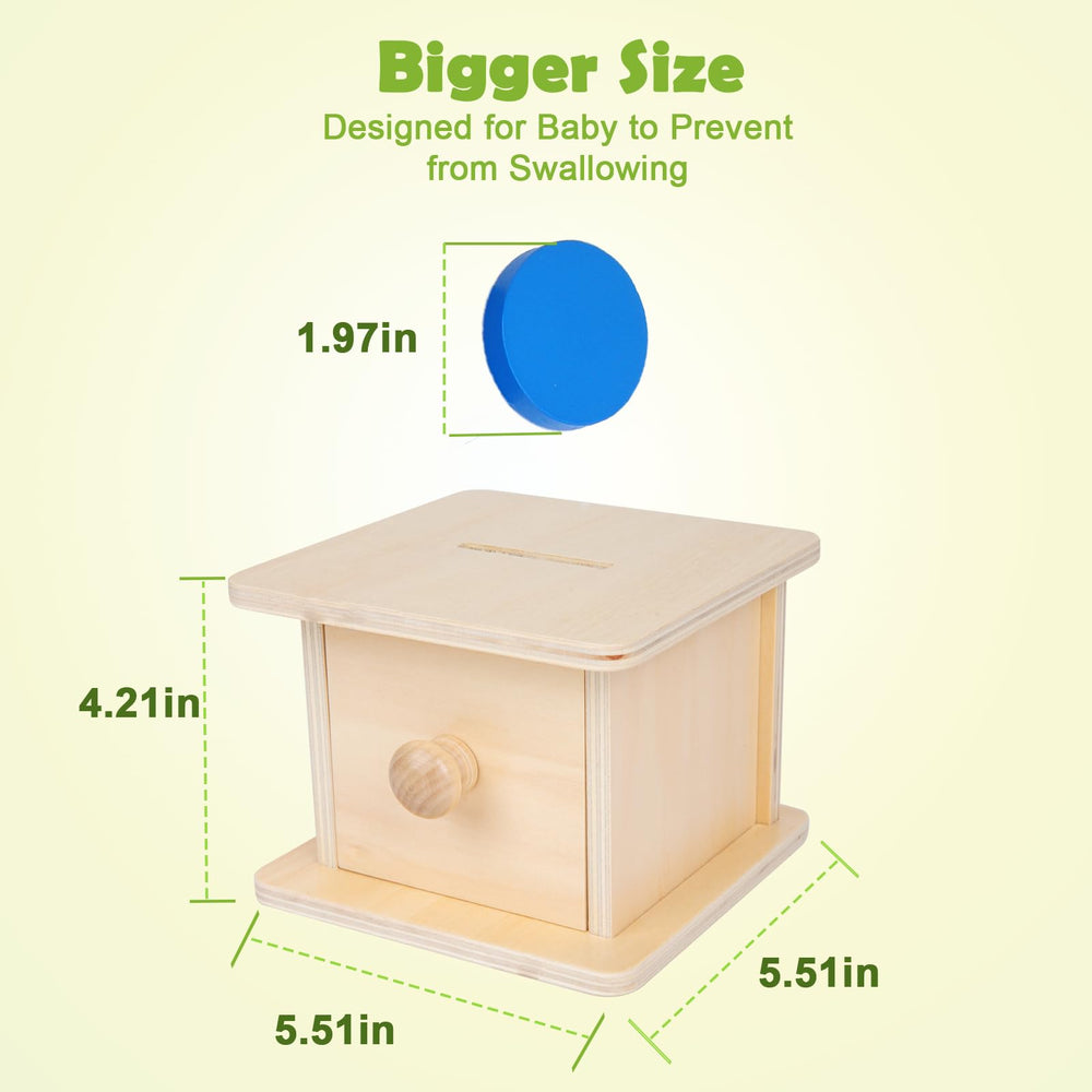 Adena Montessori coin box contents prepare babies for early problem solving and fine motor skills.