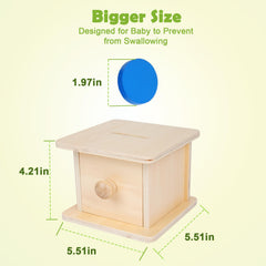 Adena Montessori coin box contents prepare babies for early problem solving and fine motor skills.