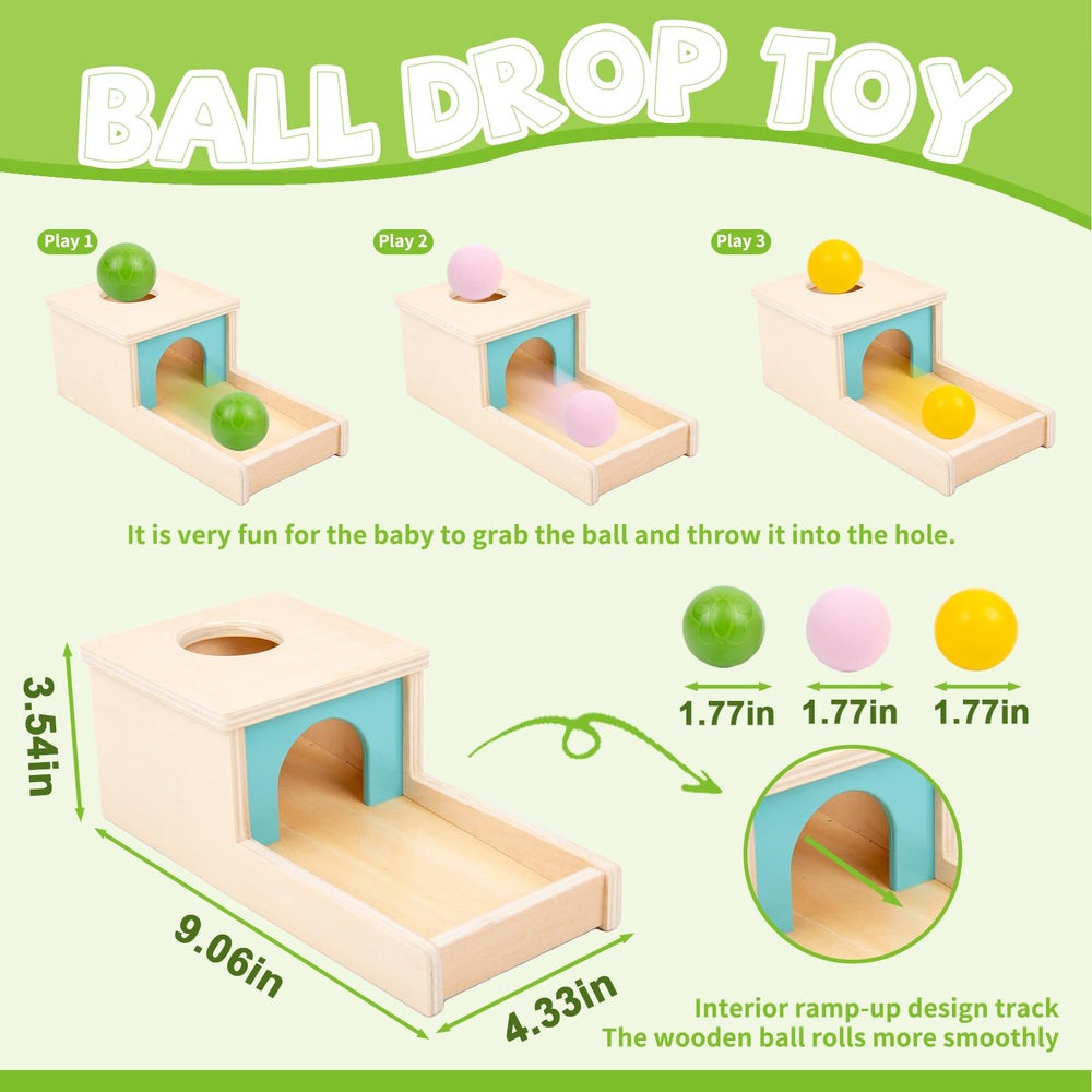 Aaden Montessori green plastic ball showcases color recognition and manipulation