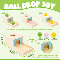 Aaden Montessori green plastic ball showcases color recognition and manipulation