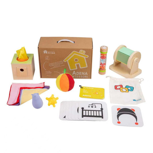 Adena Montessori black and white cards for newborn visual tracking