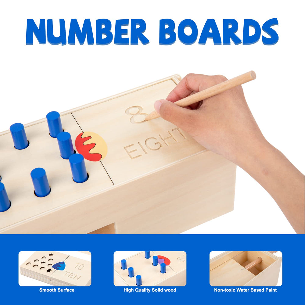 Adena Montessori pull-out tray image demonstrates engaging drop-through learning action.