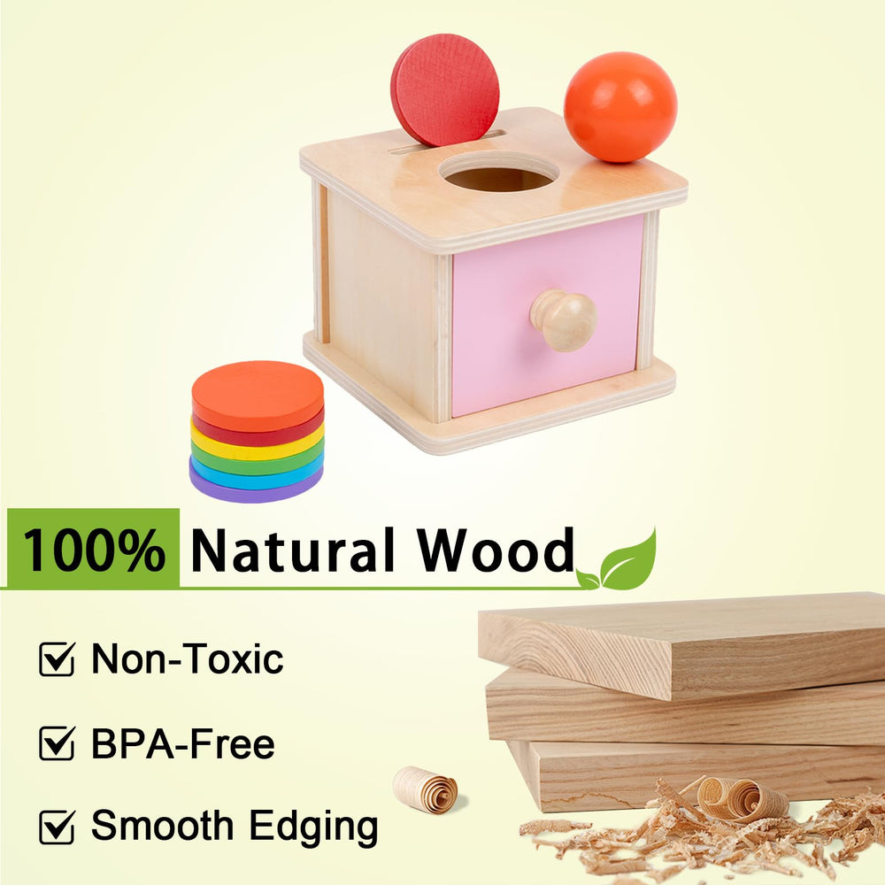 Adena Montessori Coin Box crafted from basswood with non-toxic paint for safe play