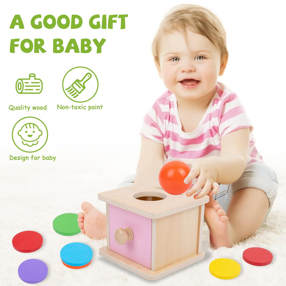 Adena Montessori Coin Box supports Montessori learning through object placement and sorting