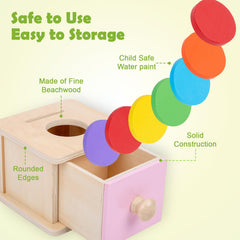 Adena Montessori Coin Box open door demonstrates early color and shape sorting for toddlers