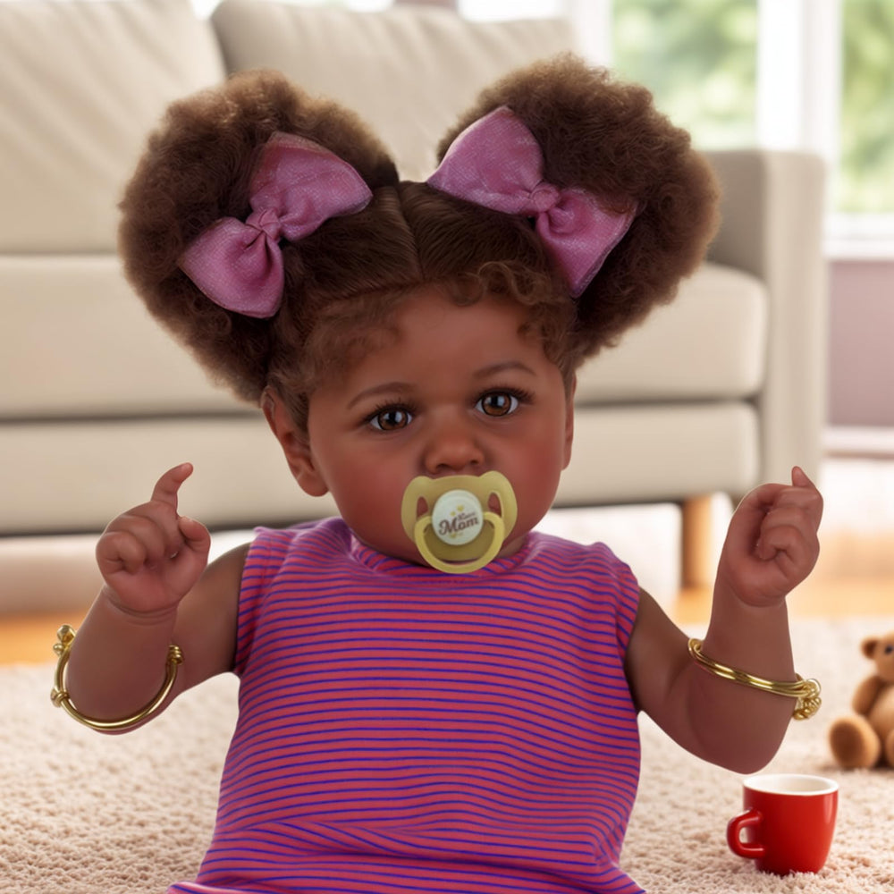 ADFO Reborn Black doll face detail showing veins for lifelike look