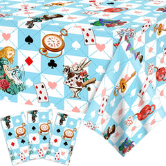 Adirasenotek Wonderland tablecloths 3-piece set creates festive party setup.
