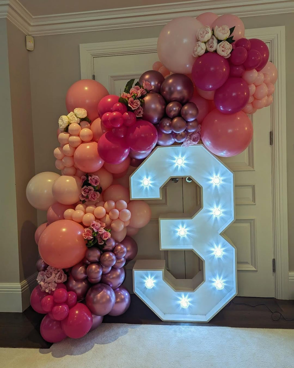 ADOINBY metallic pink balloons for glossy accents and layered garlands.
