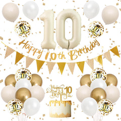 Adorely 10th birthday banner with gold accents for photos