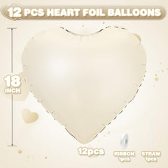 Adorely cream white heart balloon closeup, aluminum film ensures smooth inflation.