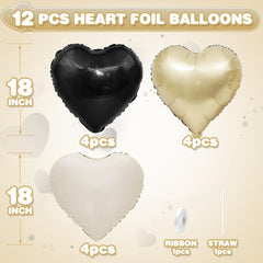 Adorely cream white heart balloons 18in ideal for elegant birthdays and anniversaries