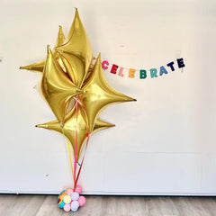 Adorely Gold Star Balloons 10inch closeup highlights durable foil.
