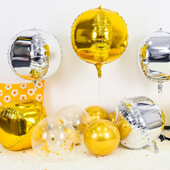 Adorely metallic gold silver foil balloons provide a premium look for events