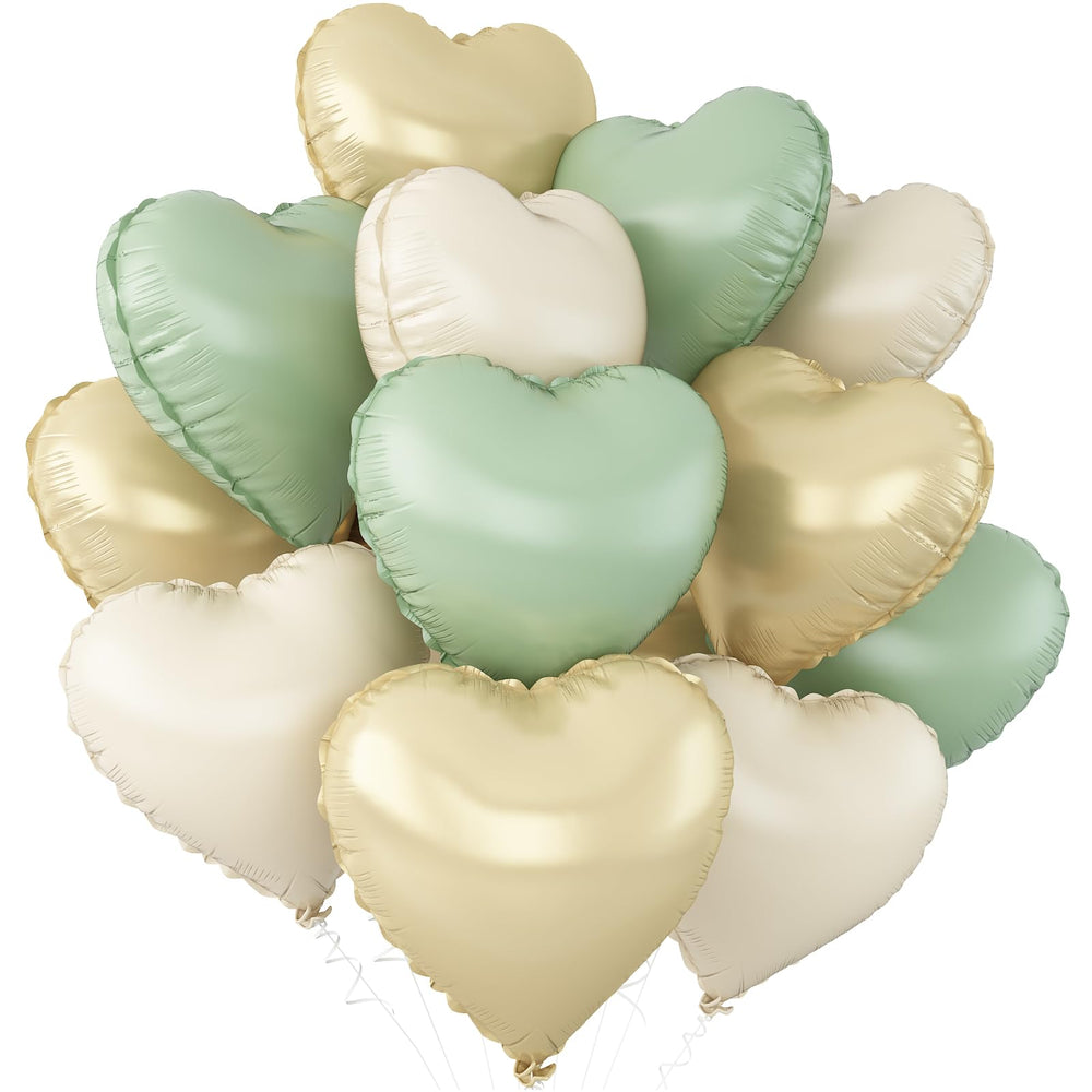 Adorely sage green heart balloon, ideal for elegant baby showers and anniversaries.