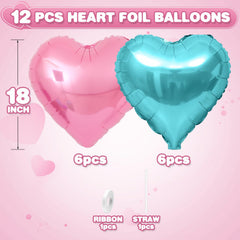 Adorely teal heart foil balloon provides contrasting accent for baby showers.