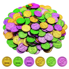 ADXCO Mardi Gras coins gold set for festive decor and interactive party activities.