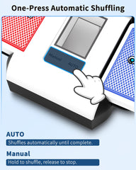 ADZERD Automatic Card Shuffler retractable tray demonstrates versatility for different card sizes.