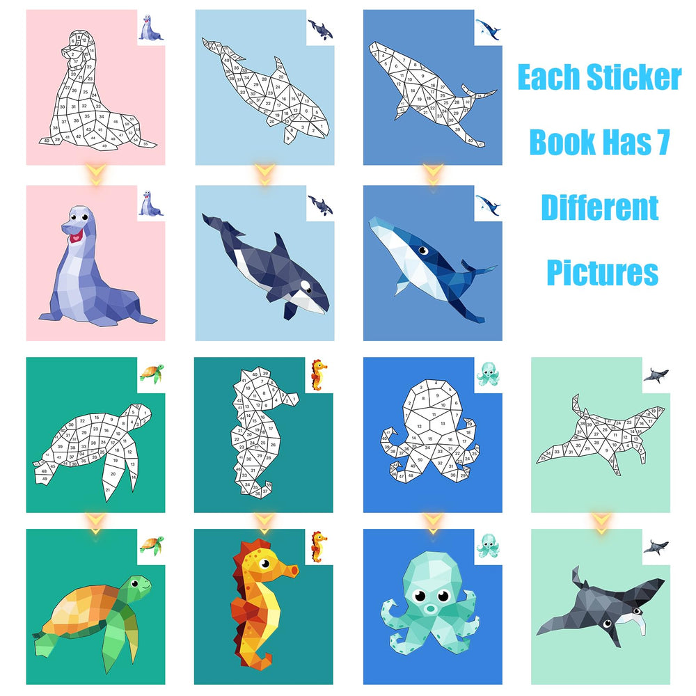 AEAHALY Sticker by Number Ocean Animals builds color and number recognition.