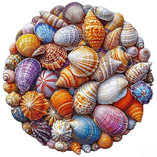 Aeekdook round puzzle with colorful seashells for mindful recreation