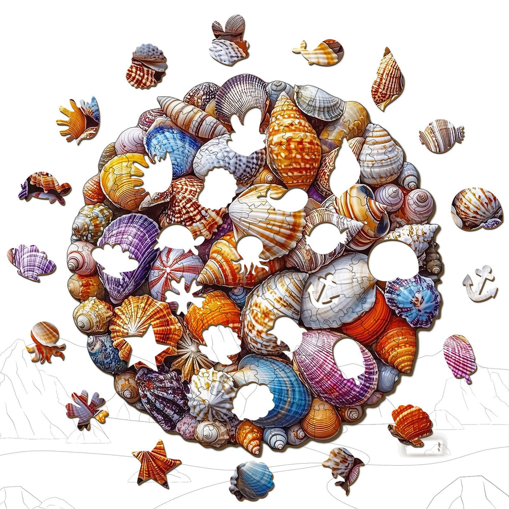Aeekdook seashells pattern in vivid colors for visual appeal and focus
