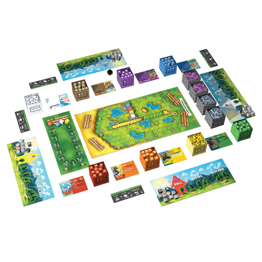 AEG Cubitos dice rolling action highlighting quick, family-friendly decisions.