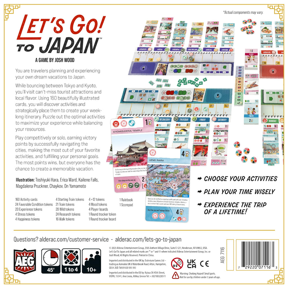 AEG Lets Go! to Japan activity cards offering over 100 options to shape your itinerary.