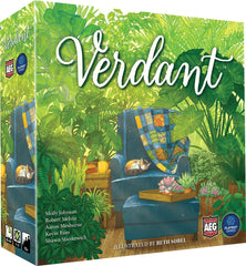 AEG Verdant board game cover with lush plant artwork for cozy family play.