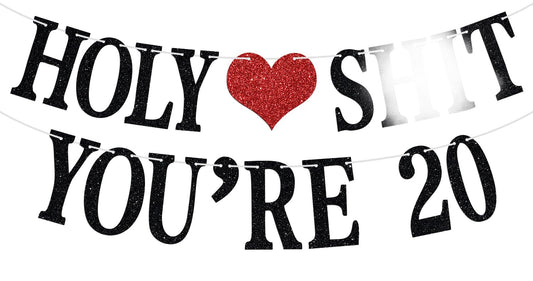 Aeryourtar Holy Sh*t You're 20 glitter banner letters sparkle for a festive backdrop