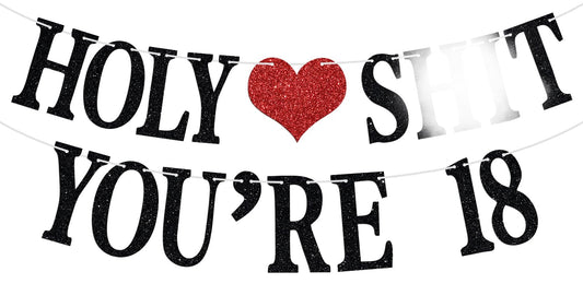 Aeryourtar Holy Youre 18 banner with glitter letters for festive birthday decor