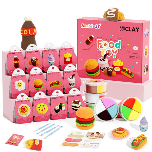 Aestd-ST air dry clay box with food toy theme promotes creative play and easy storage.