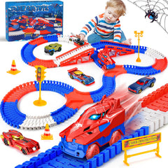 Aetyni Spider Track set assembly with colorful pieces for imaginative play