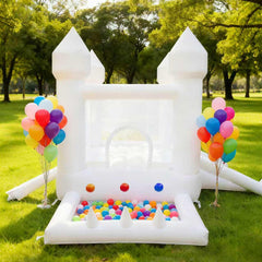 Aevumgz White Bounce House offers a safe jumping area for kids to burn energy.