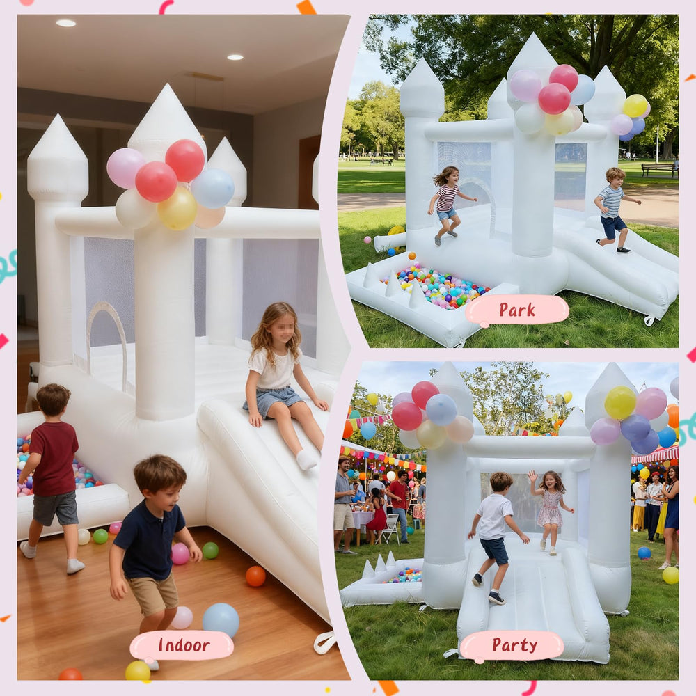 Aevumgz bounce house features a mesh safety net for secure jumping sessions.