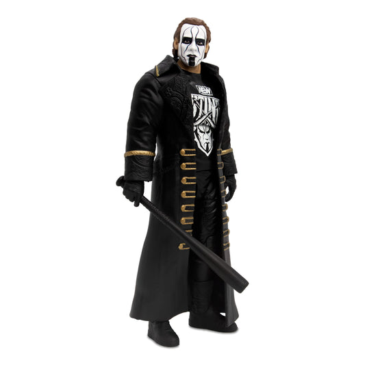 AEW Sting 6-inch figure front view with bat for display-ready posing.