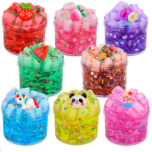 Aeyiakov Jelly Cube Crunchy Slime Kit 8-pack for colorful, creative play.