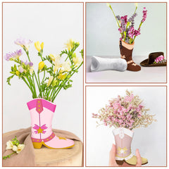Affrolling cowboy boot vase packaging—six-pack craft kit ideal for group activities