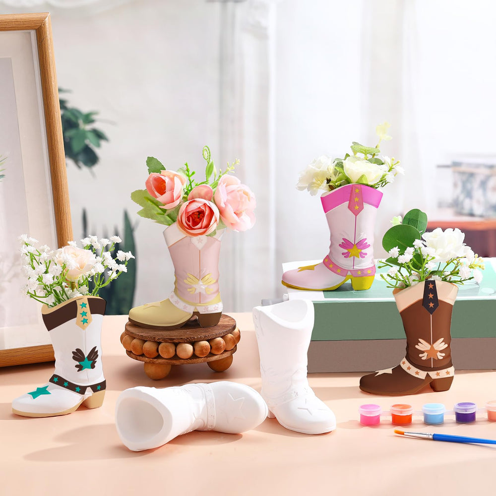 Affrolling cowboy boot vase pigment set—six color options for vibrant decorating