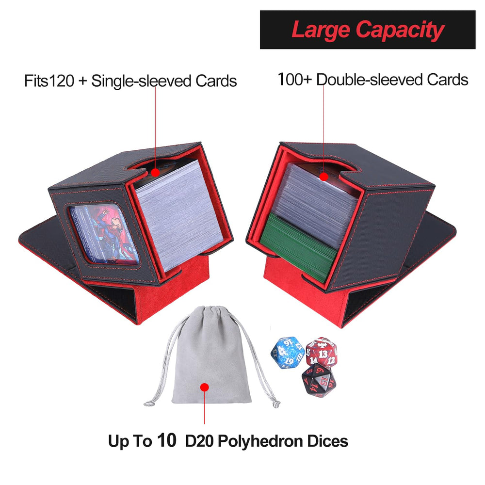 AFIING deck box interior with double-sleeved cards demonstrates organized protection.