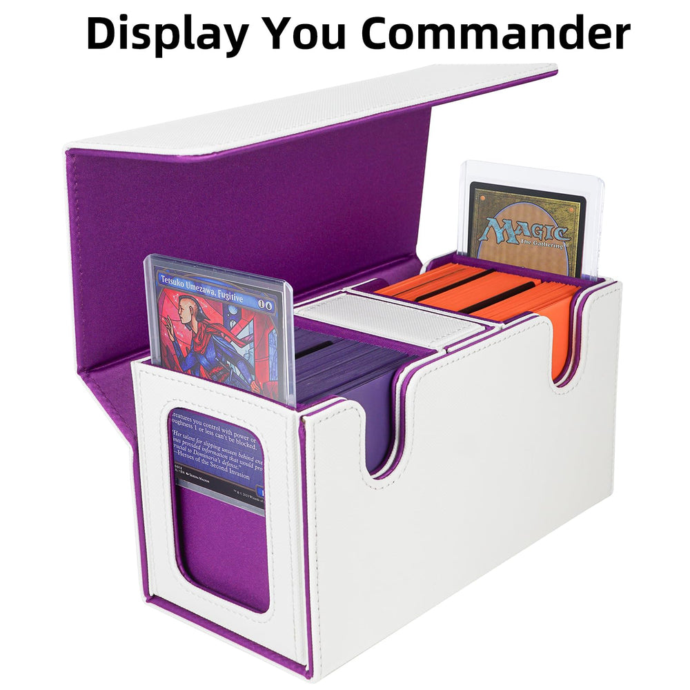 AFIING MTG Commander Box interior shows dividers for organized card storage.